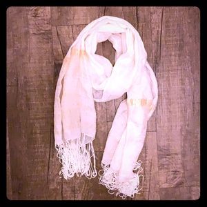 Ultra Luxe Metallic Gold / Ivory Scarf with Fringe